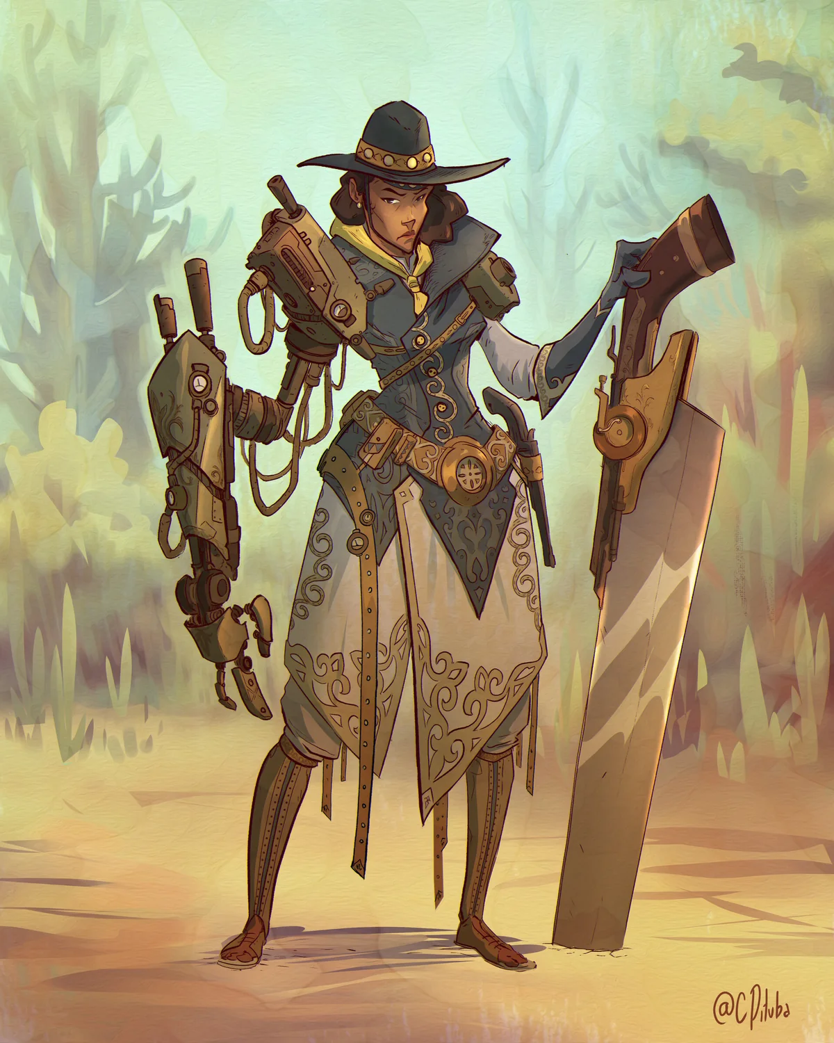 Agente Steampunk, ilustra&ccedil;&atilde;o de Caique Pituba