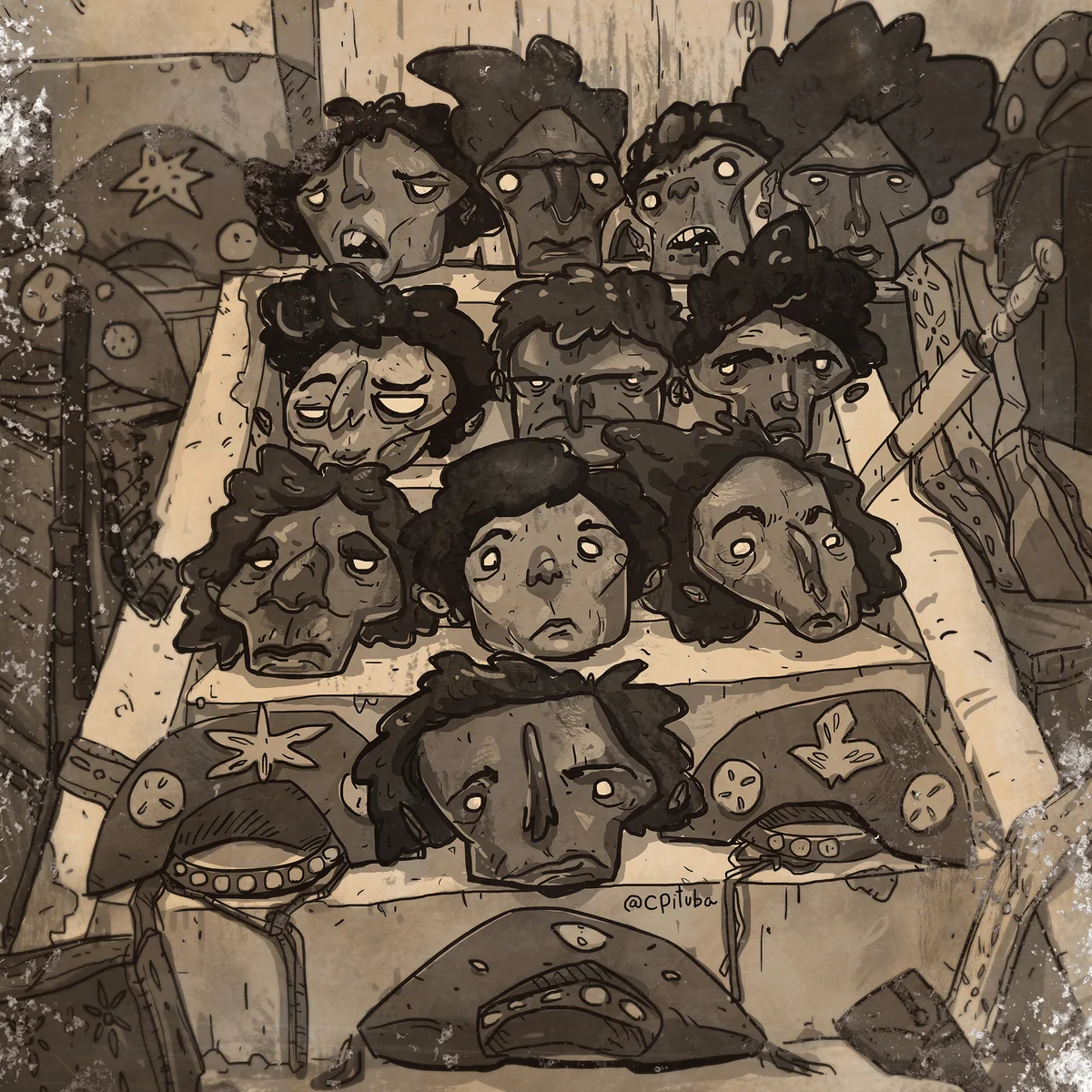 Estudo de cabe&ccedil;as e express&otilde;es, ilustra&ccedil;&atilde;o de Caique Pituba