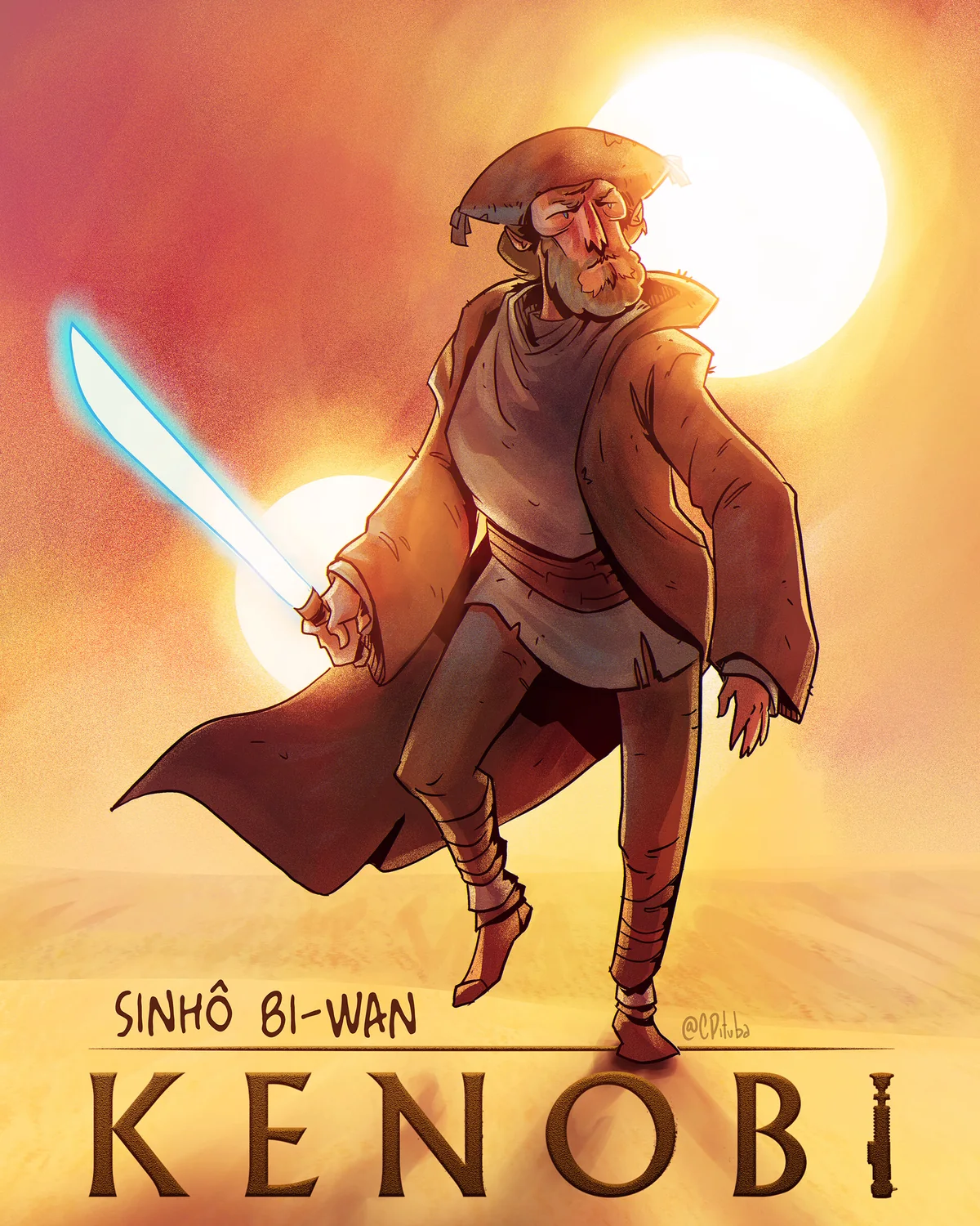 Sinh&ocirc; Bi-Wan Kenobi, ilustra&ccedil;&atilde;o de Caique Pituba